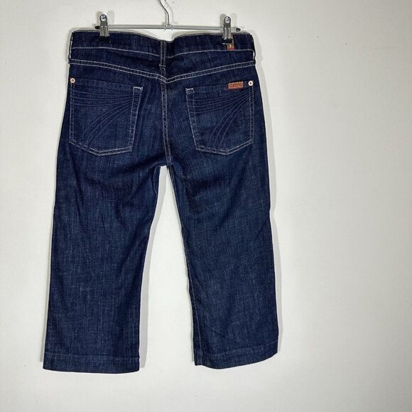 7 For All Mankind Womens 28 Jeans Crop DOJO Denim Blue Pocket Inseam 20 Low Rise - Picture 1 of 6